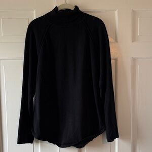 Jeanne Pierre cotton black turtleneck sweater, raglan sleeve a-line slits large
